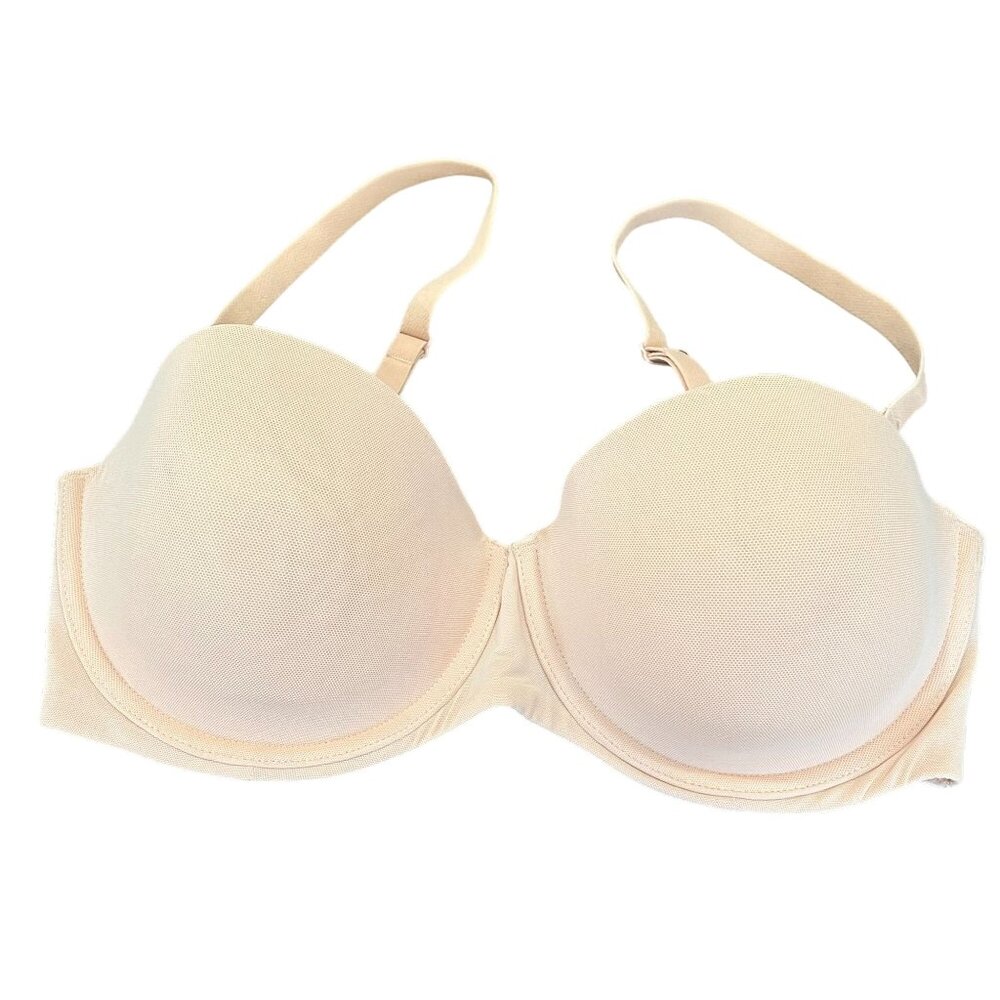 Auden Lightly Lined Strapless Bra Beige Size 34DD Adjustable Straps